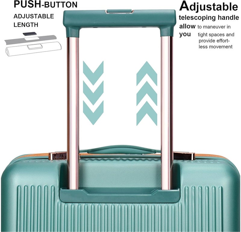 سيناتور حقيبة سفر كبيرة صلبة بعجلات مزدوجة وقفل  مدمج للجنسين أخضر - Image 4